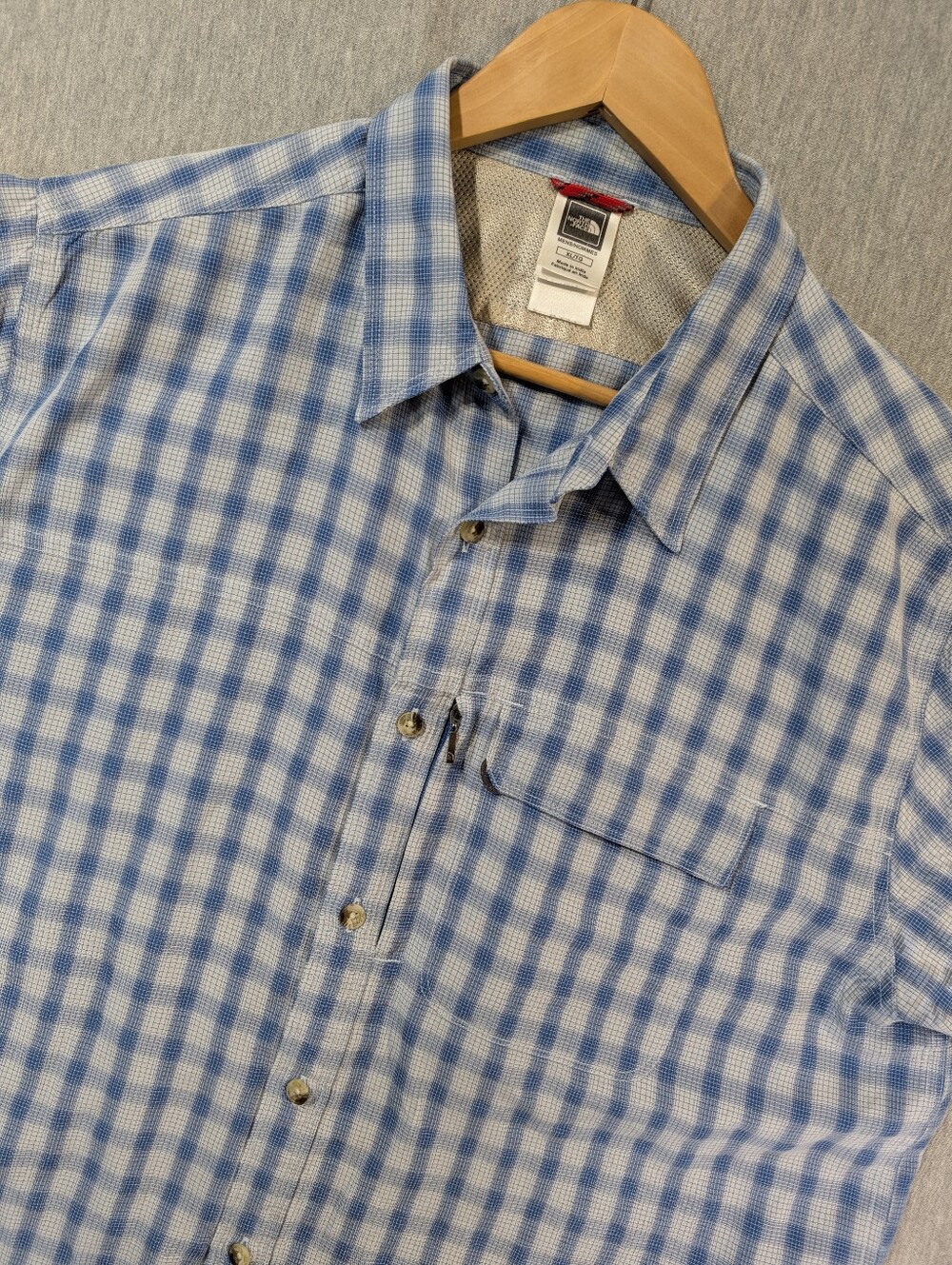 The North Face Outdoor Plaid Shirt Men's XL Blue White